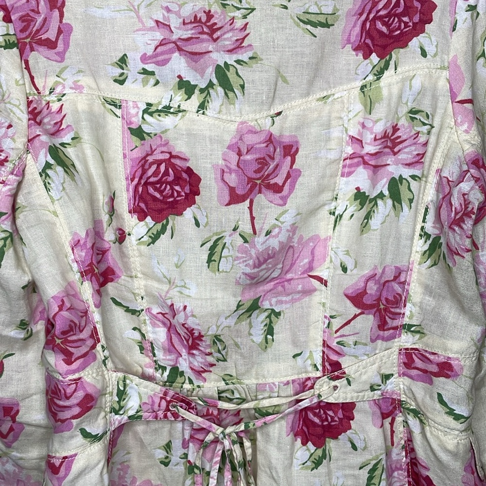 BANANA REPUBLIC Fabric Blazer Floral Linen Covered Buttons Cottagecore 8 - Picture 4 of 12
